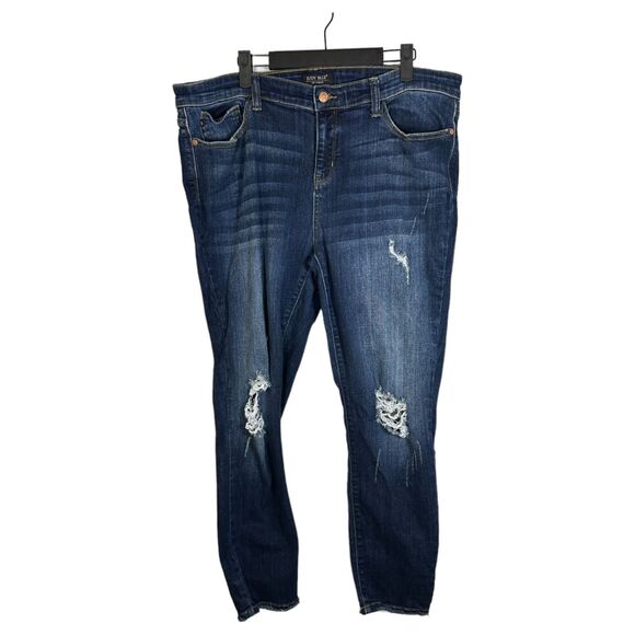 Judy Blue Skinny Fit Dark Wash Raw Hem Distressed Jeans Size 2XL - Picture 1 of 6